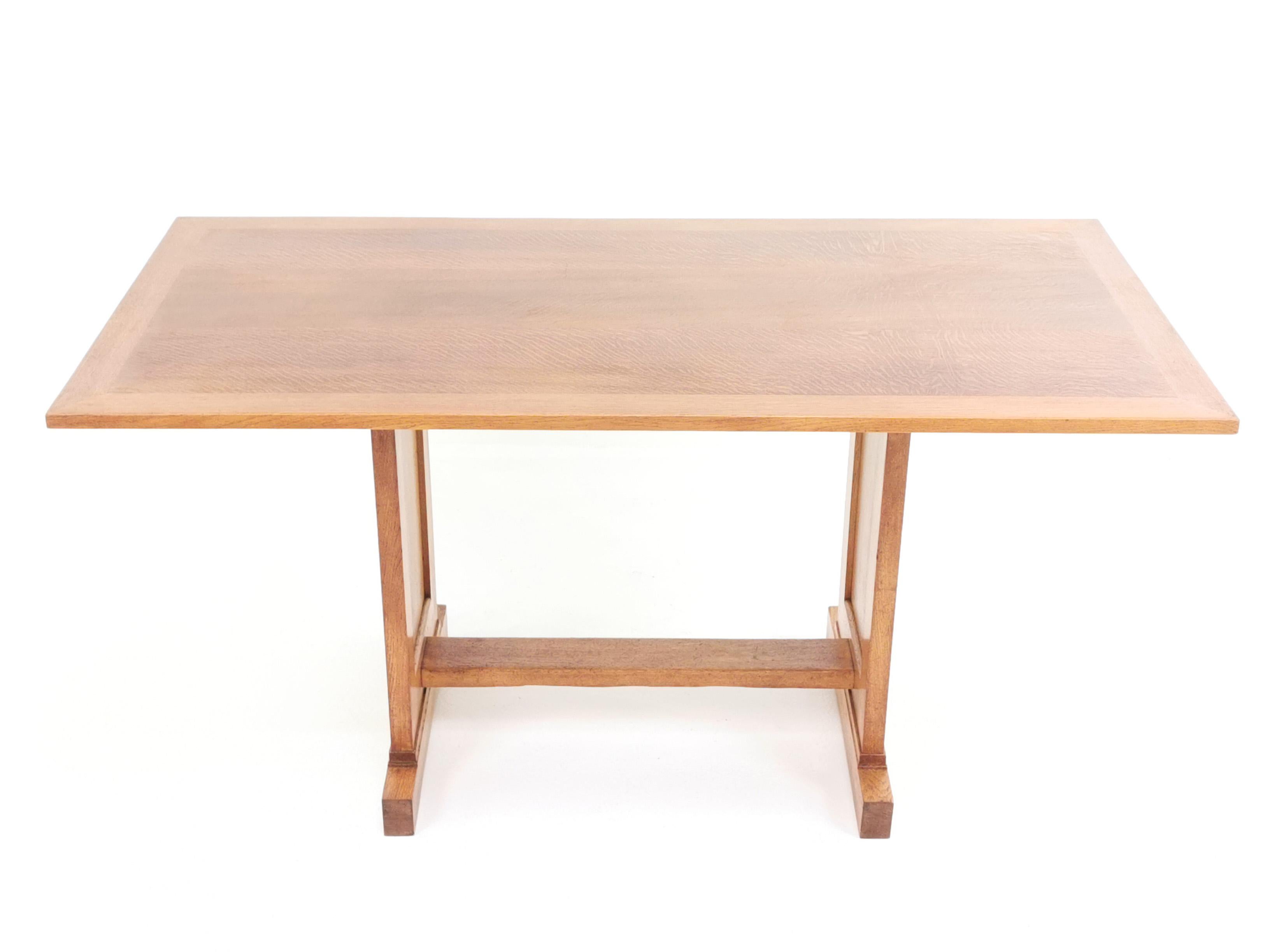 20th Century British Arts & Crafts Cotswold School Oak Dining Table