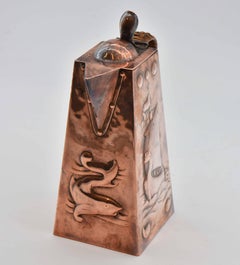 British Arts & Crafts Newlyn Copper Water Jug With Galleons & Fish