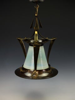 British Arts & Crafts Pendant Light, Brass & Copper, Circa 1905
