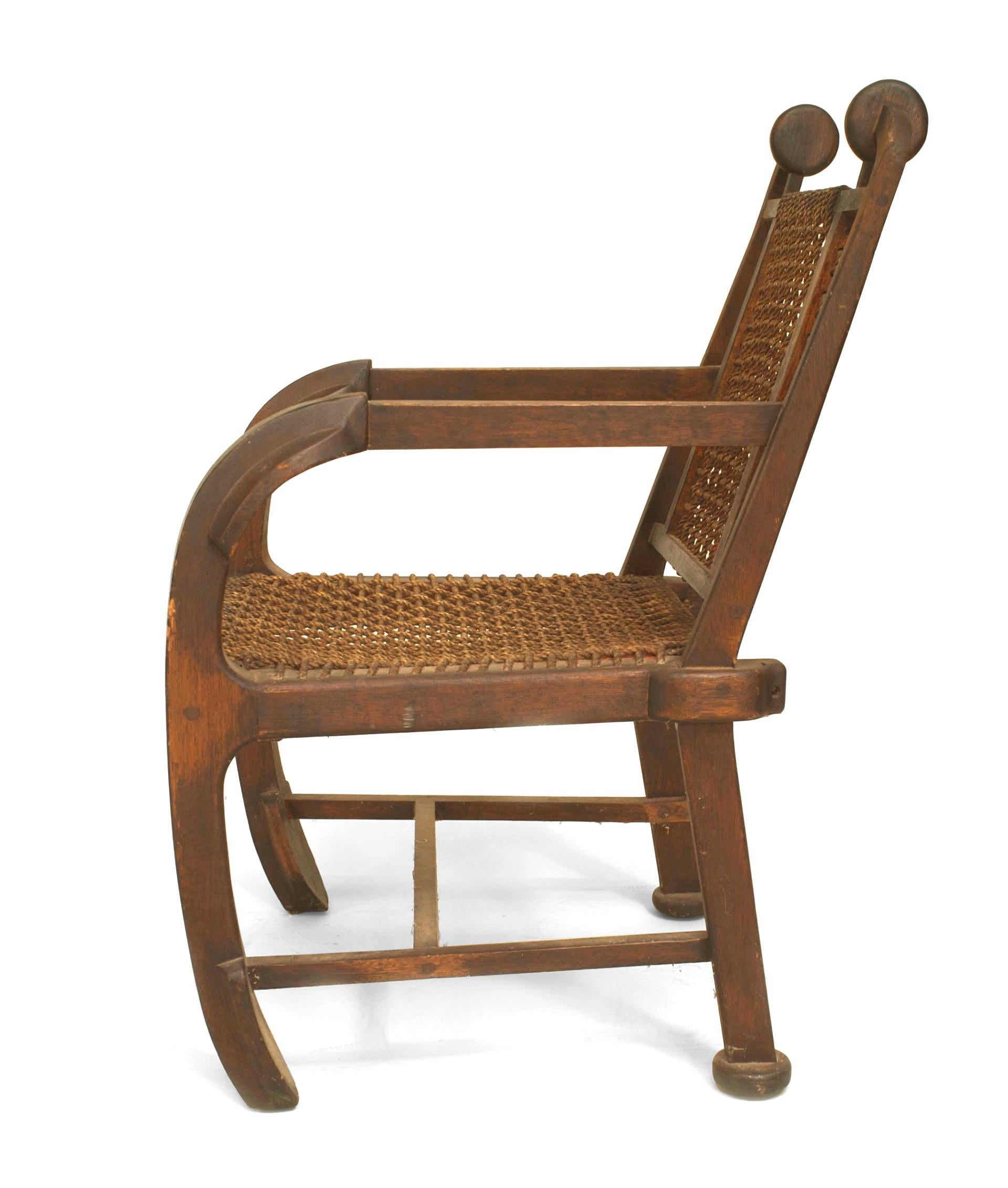 British Arts & Crafts Oak Arm Chair For Sale
