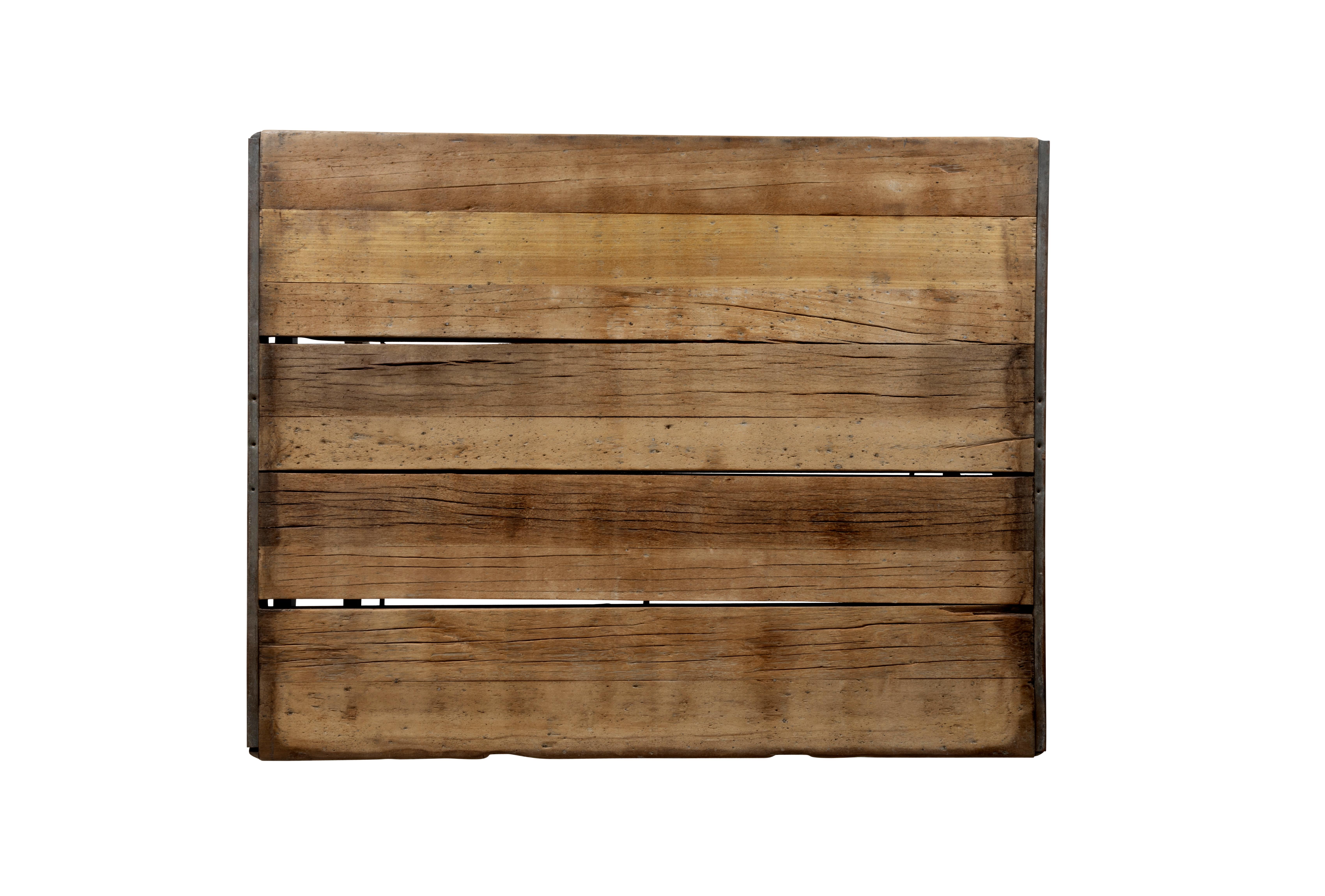 Hardwood Baking Pallet Top on Metal Base Coffee Table  For Sale 1