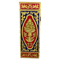 British Baroque Cartier “RoyKing” Vintage Gold and Lacquer Lighter