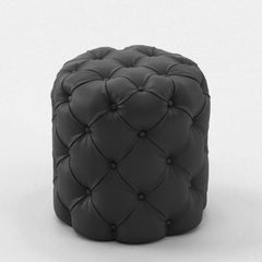 British Black Leather Pouf