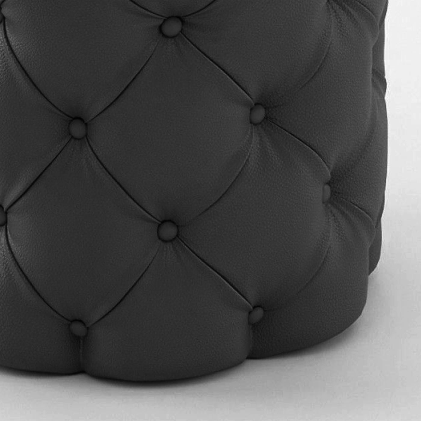 Hand-Crafted British Black Leather Pouf For Sale
