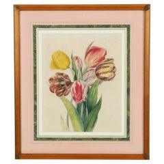 Acquerello botanico britannico di tulipani