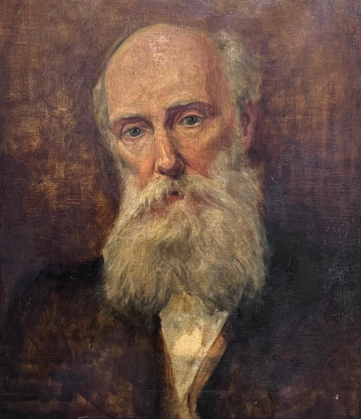 Feines impressionistisches Ölgemälde, Porträt eines bearden Mannes, erstaunlicher Rahmen, d. 1901 – Painting von British c. 1901
