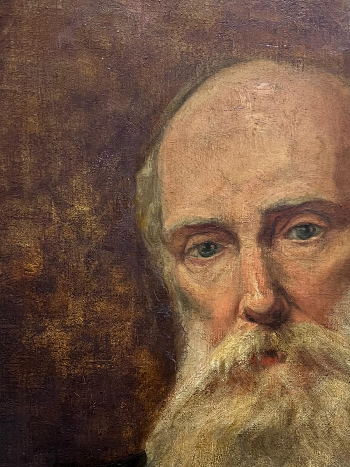 Feines impressionistisches Ölgemälde, Porträt eines bearden Mannes, erstaunlicher Rahmen, d. 1901 im Angebot 1
