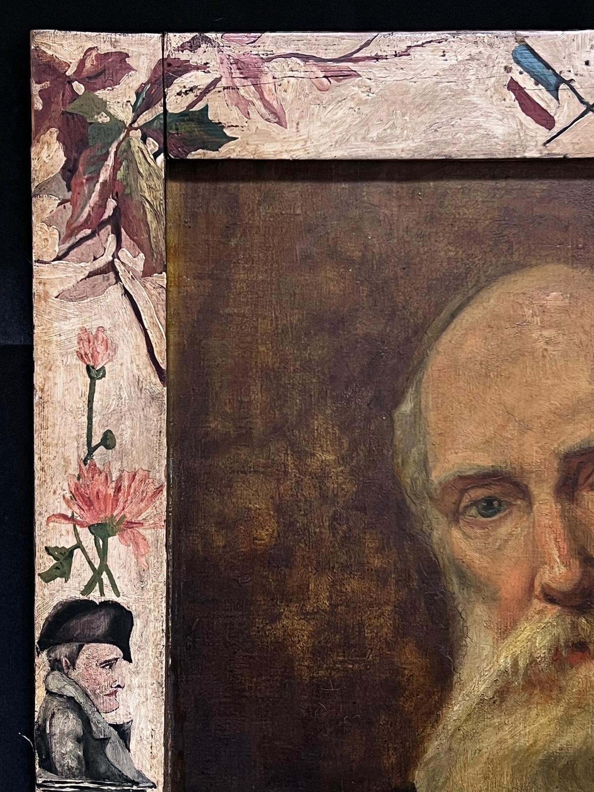 Feines impressionistisches Ölgemälde, Porträt eines bearden Mannes, erstaunlicher Rahmen, d. 1901 im Angebot 4