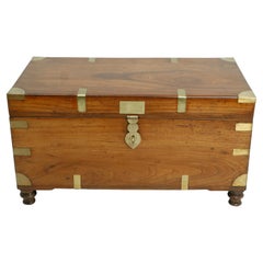 British Campaign Camphor Wood Sea Chest, Trunk or Coffee Table, Early 1900's