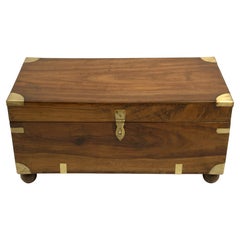 British Campaign Camphor Wood Sea Chest, Trunk or Coffee Table, Early 1900's