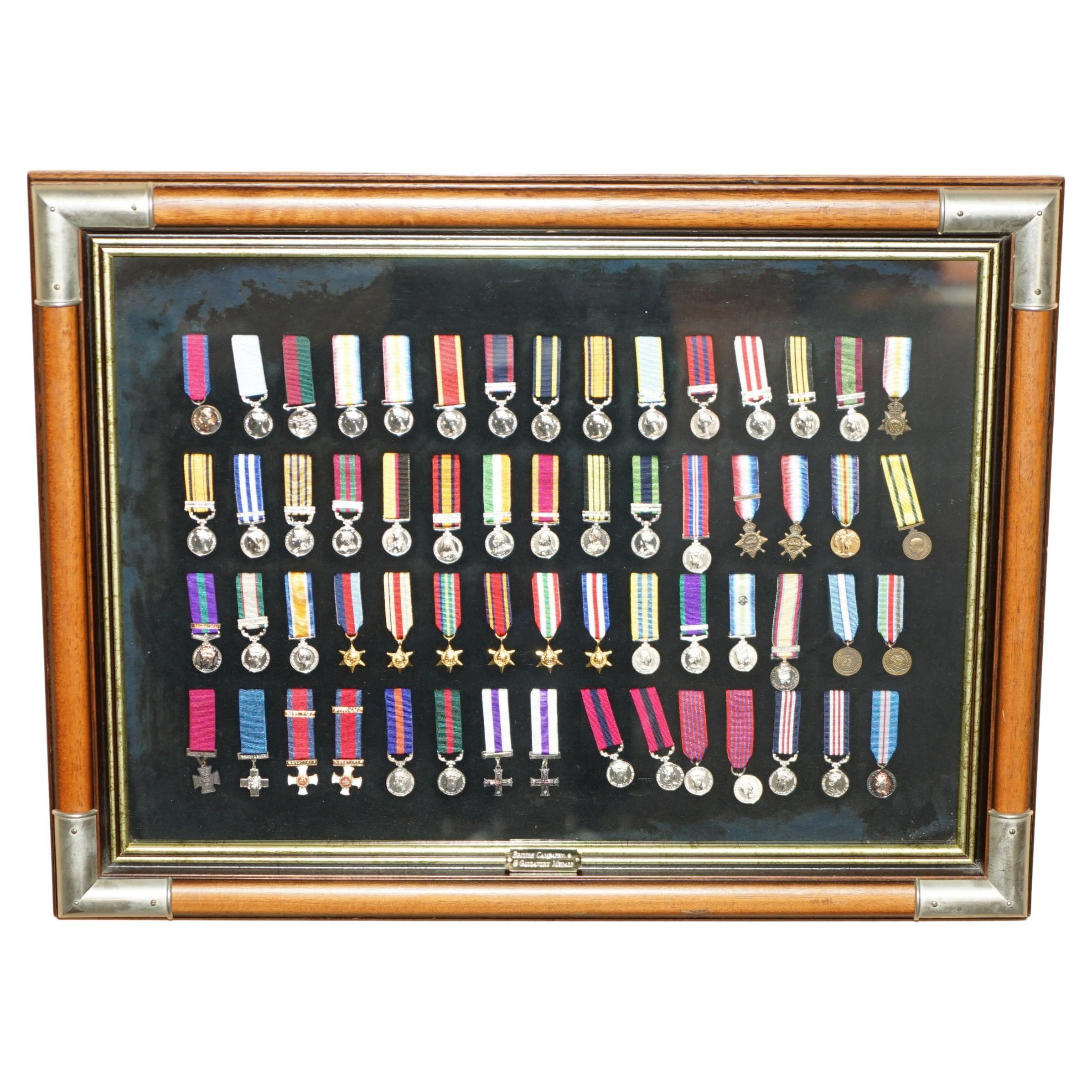 BRITISH CAMPAIGN & GALLANTRY MEDALS DiSPLAY PICTURE VERY DECORATIVE EXAMPLE For Sale