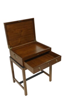 British Campaign Mahogany and Ebony Chest on Custom-made Stand