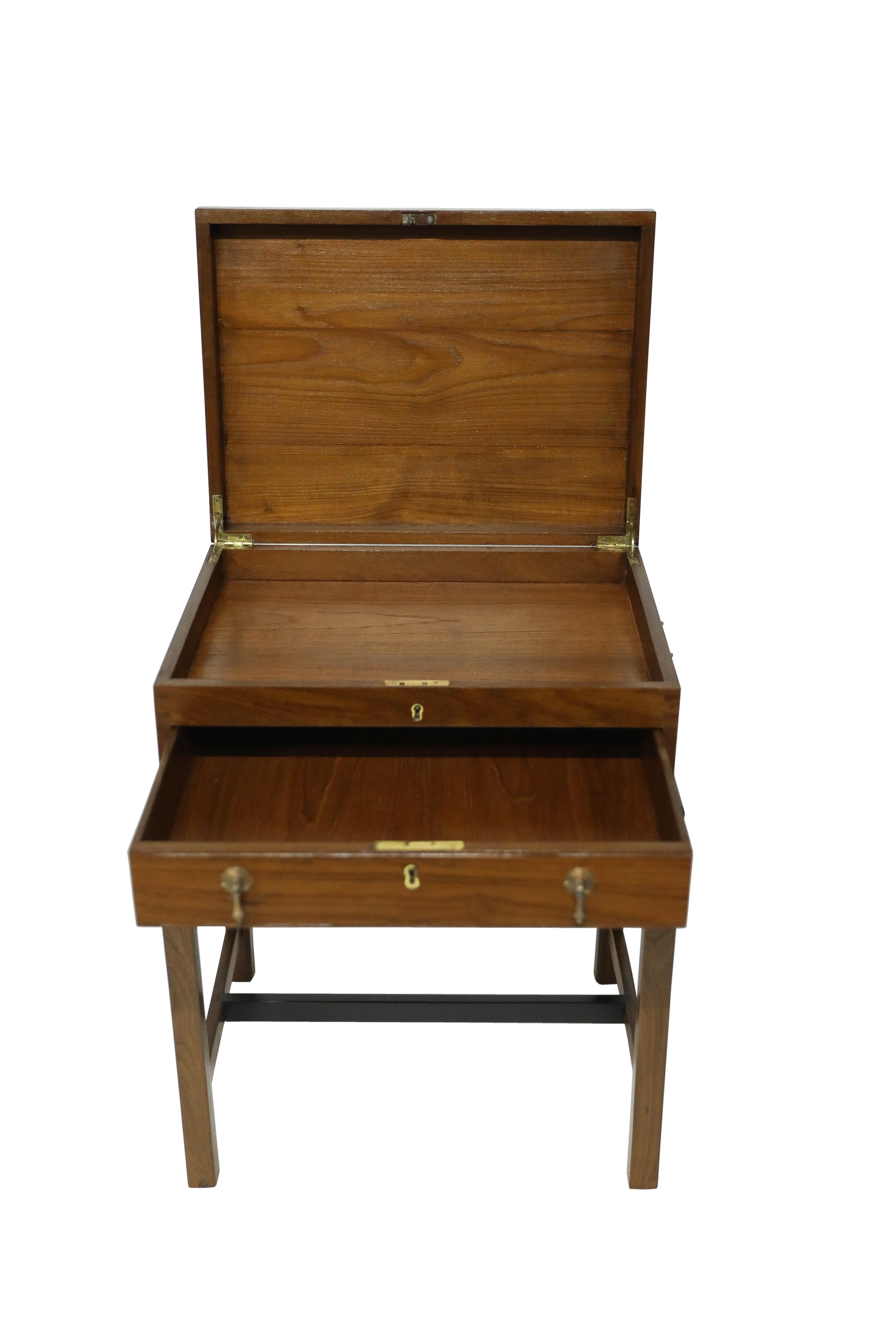 British Colonial British Campaign Mahogany and Ebony Chest on Custom-made Stand