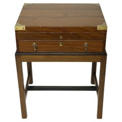 British Campaign Mahogany and Ebony Chest on Custom-made Stand