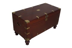 British Campaign Mahogany Trunk with Brass Detail, 1940s