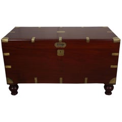Vintage British Campaign Mahogany Trunk with Brass Detail, 1940s