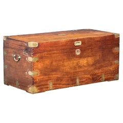 British Campaign Military Officer's Trunk or Chest of Brass-Bound Camphorwood