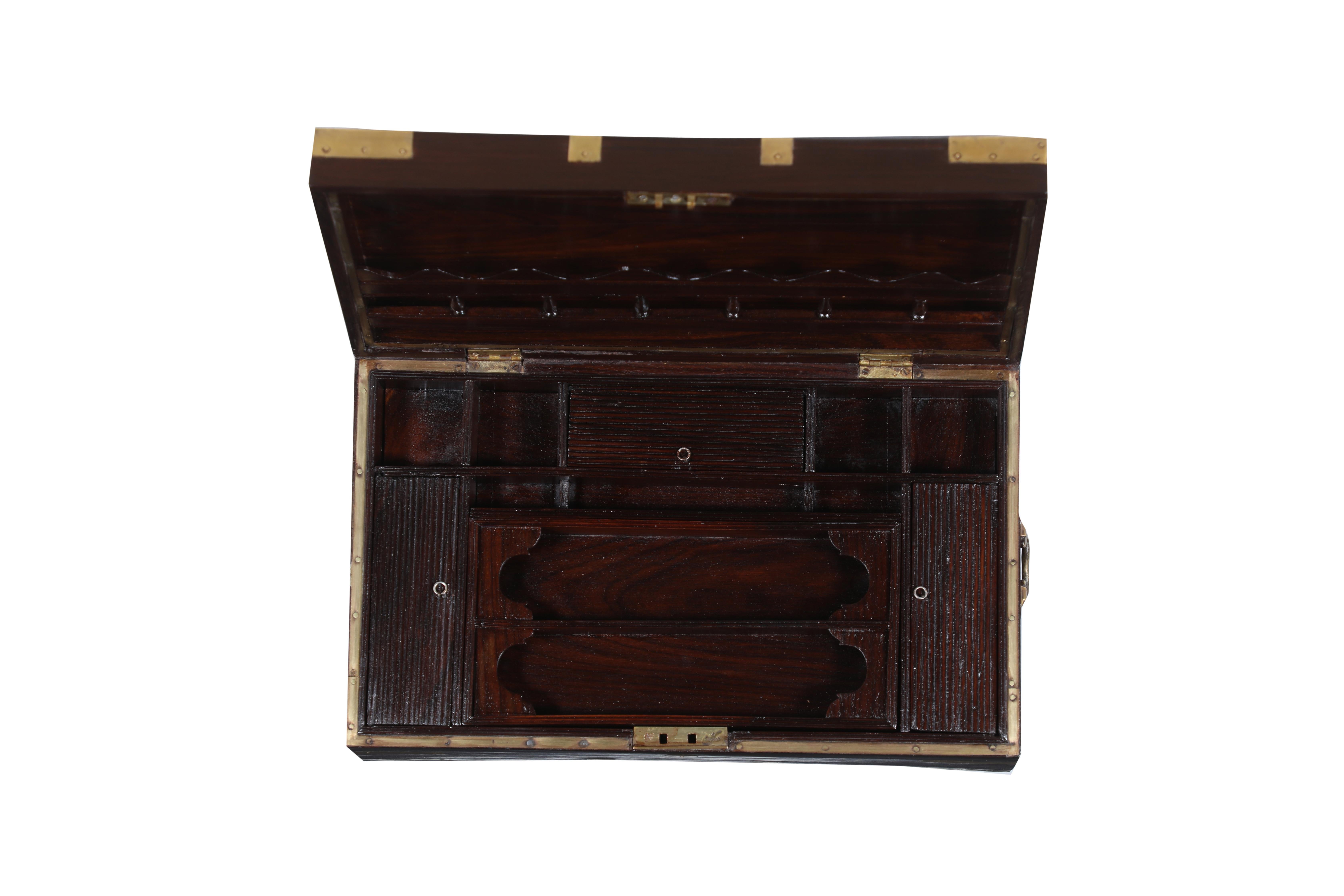 20th Century British Campaign Officer's Chest in Rosewood on Custom Stand, Early 1900's For Sale