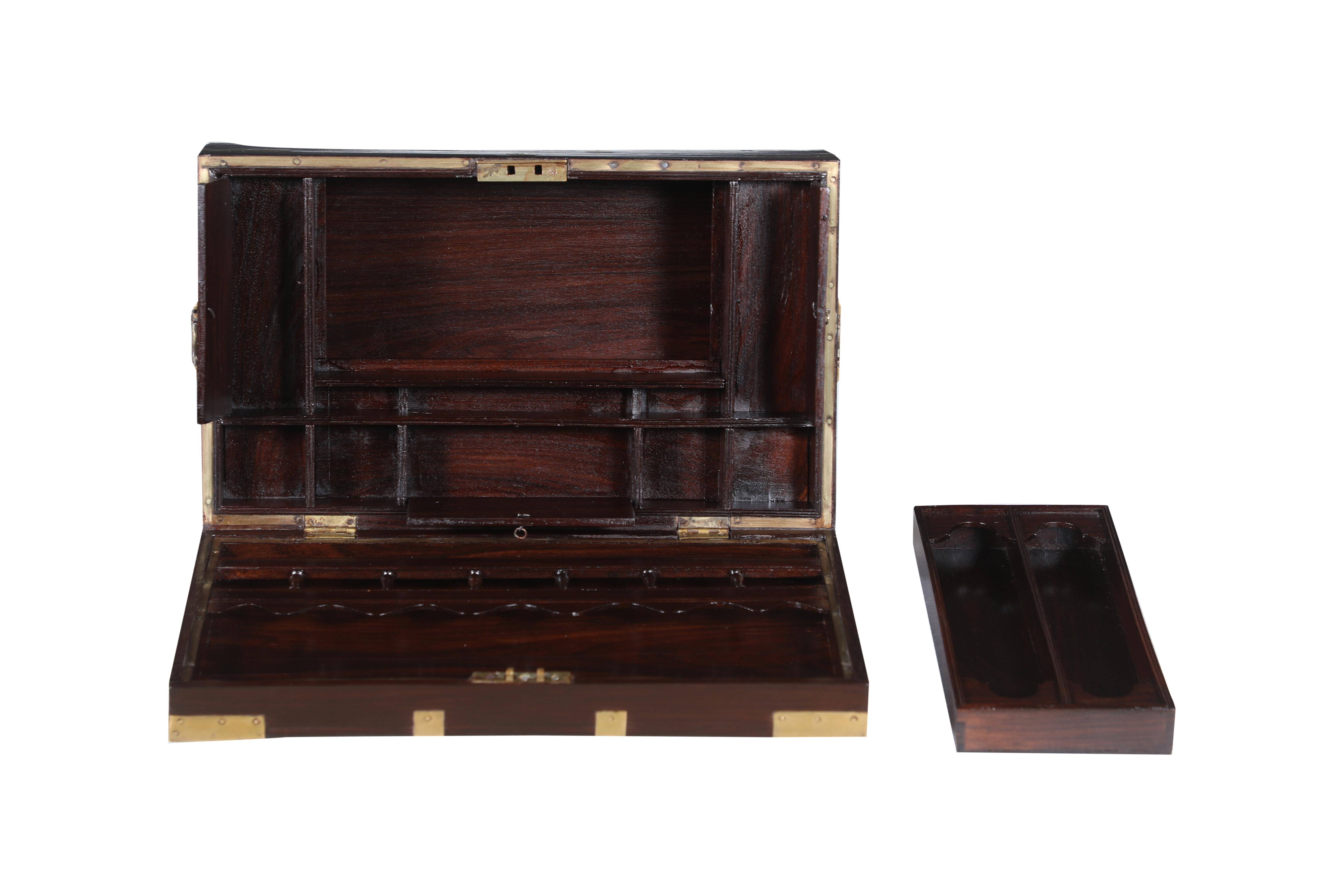 British Campaign Officer's Chest in Rosewood on Custom Stand, Early 1900's For Sale 1