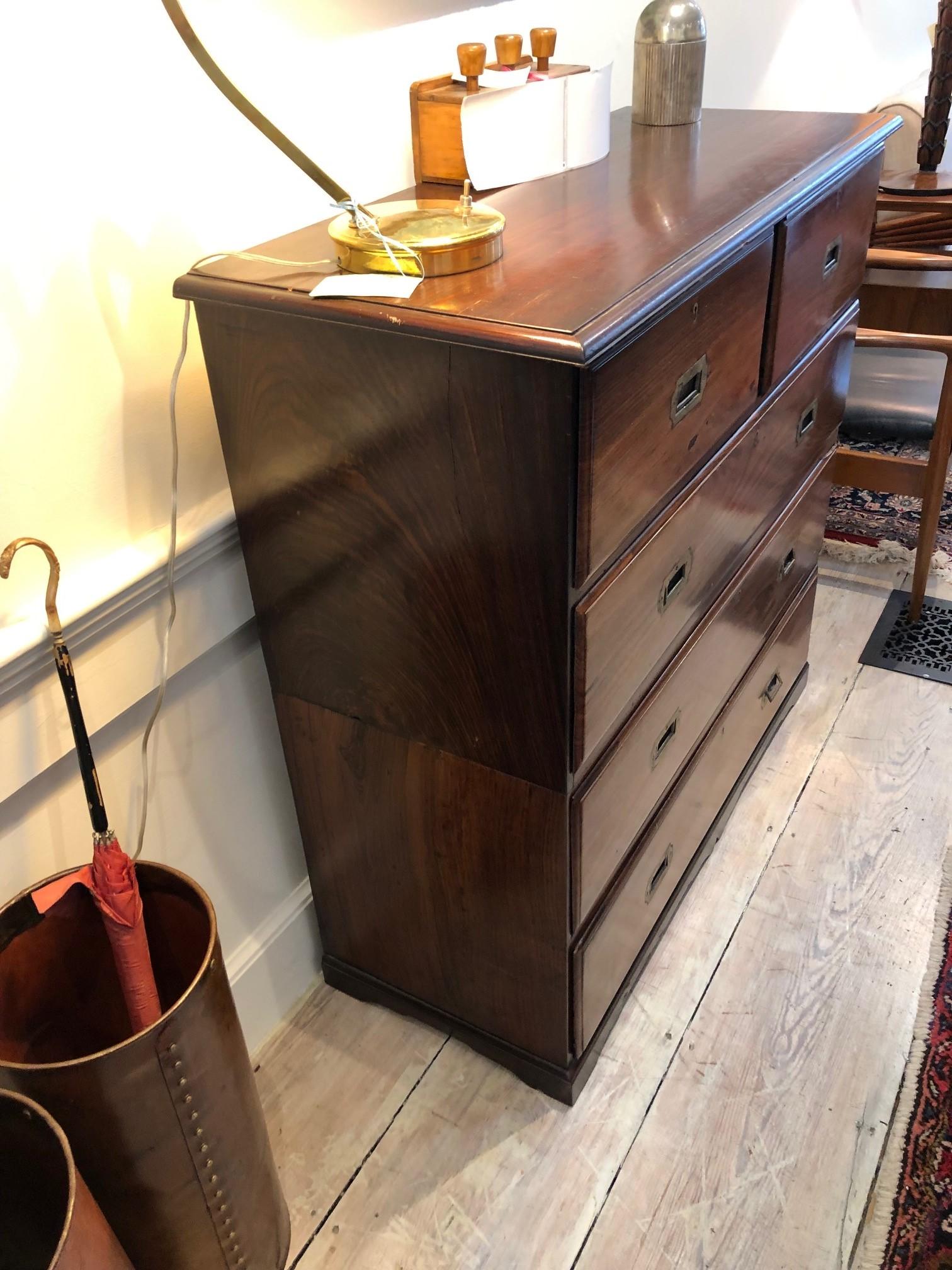 20th Century British Campaign Rosewood Chest of Drawers, Early 1900s For Sale