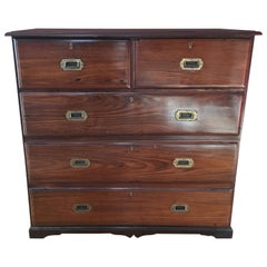 British Campaign Rosewood Chest of Drawers, Early 1900s