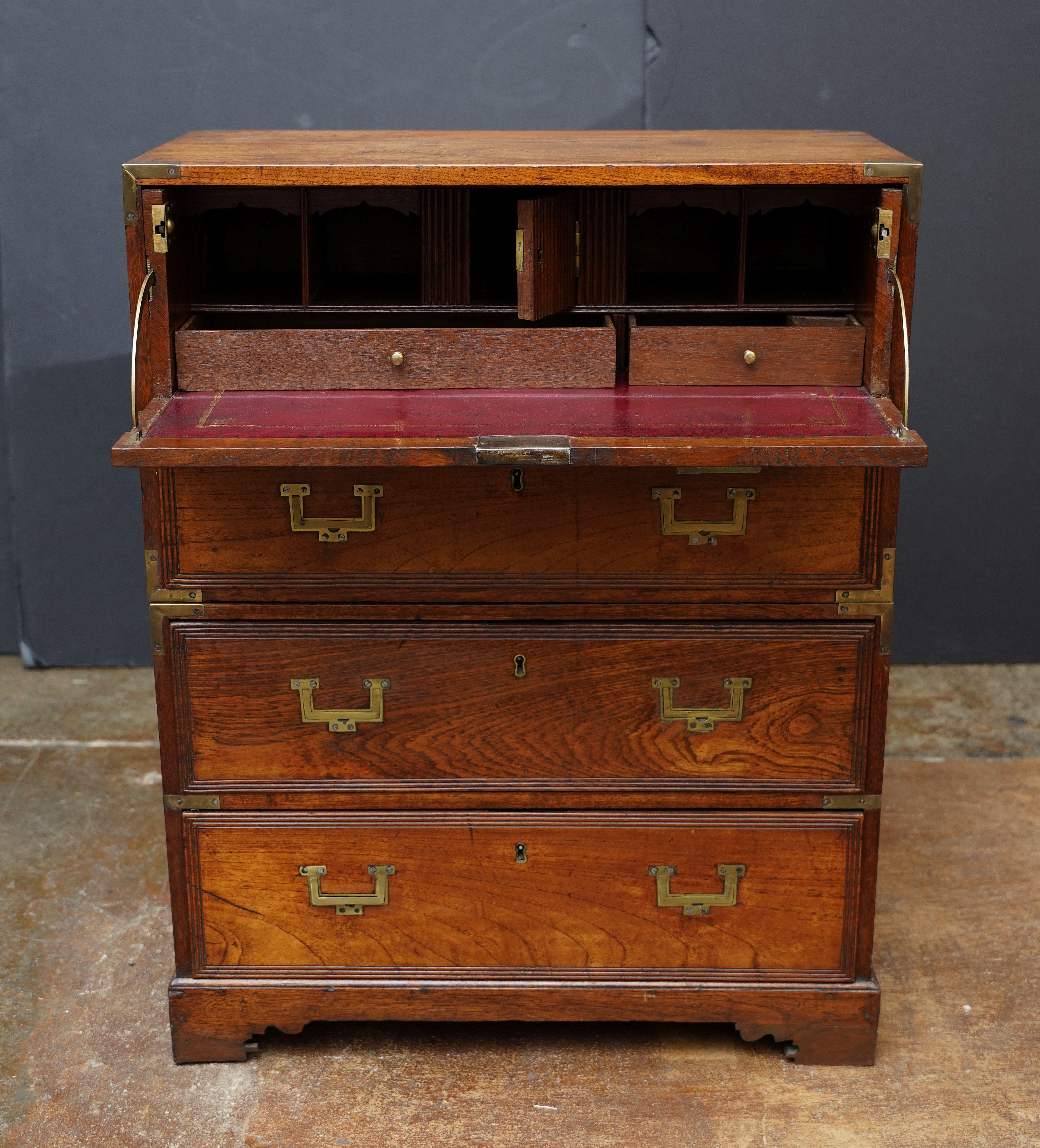 Rare and Diminutive British Military Campaign Secretary with Leather Top Fall 5