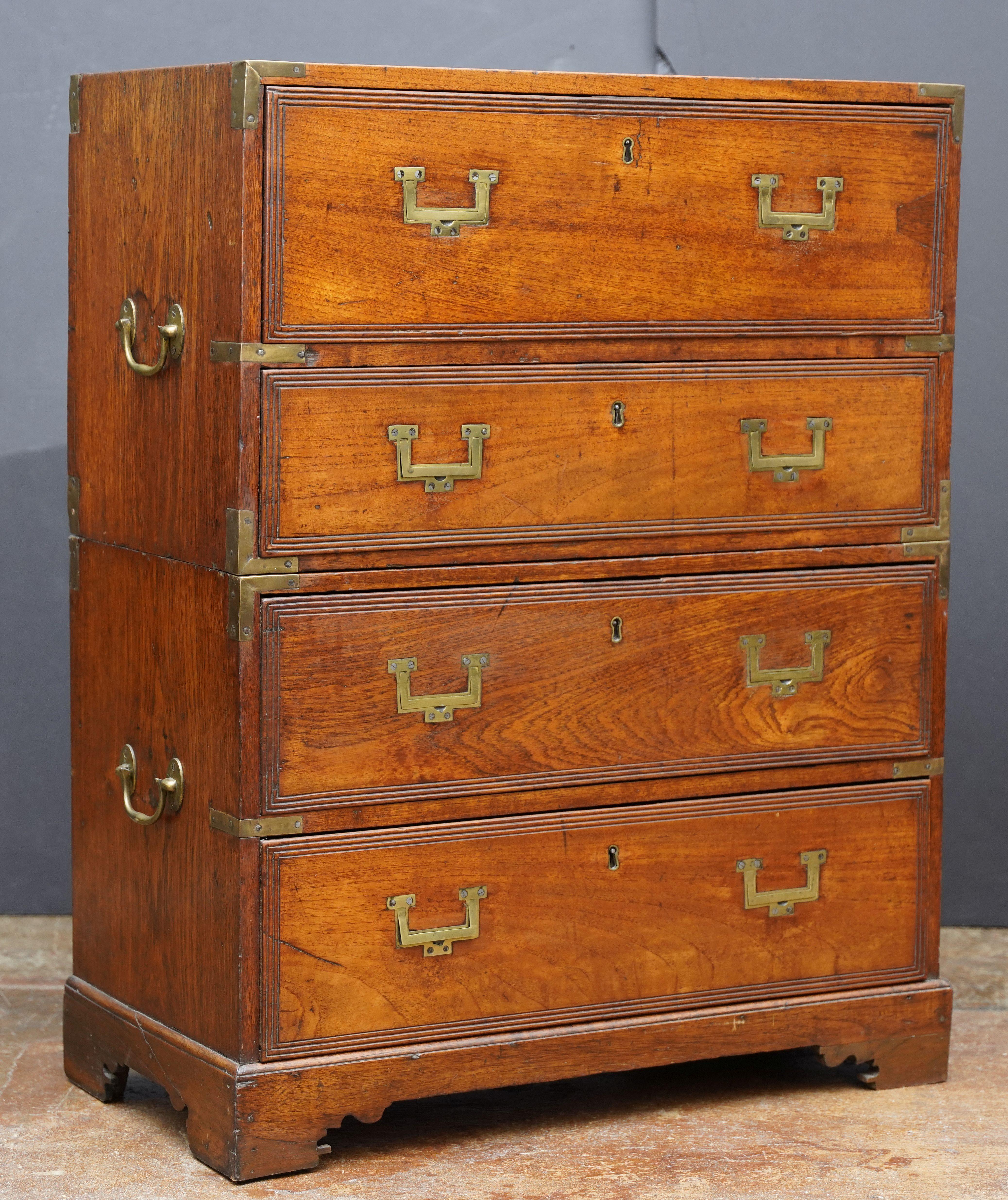 Embossed Rare and Diminutive British Military Campaign Secretary with Leather Top Fall