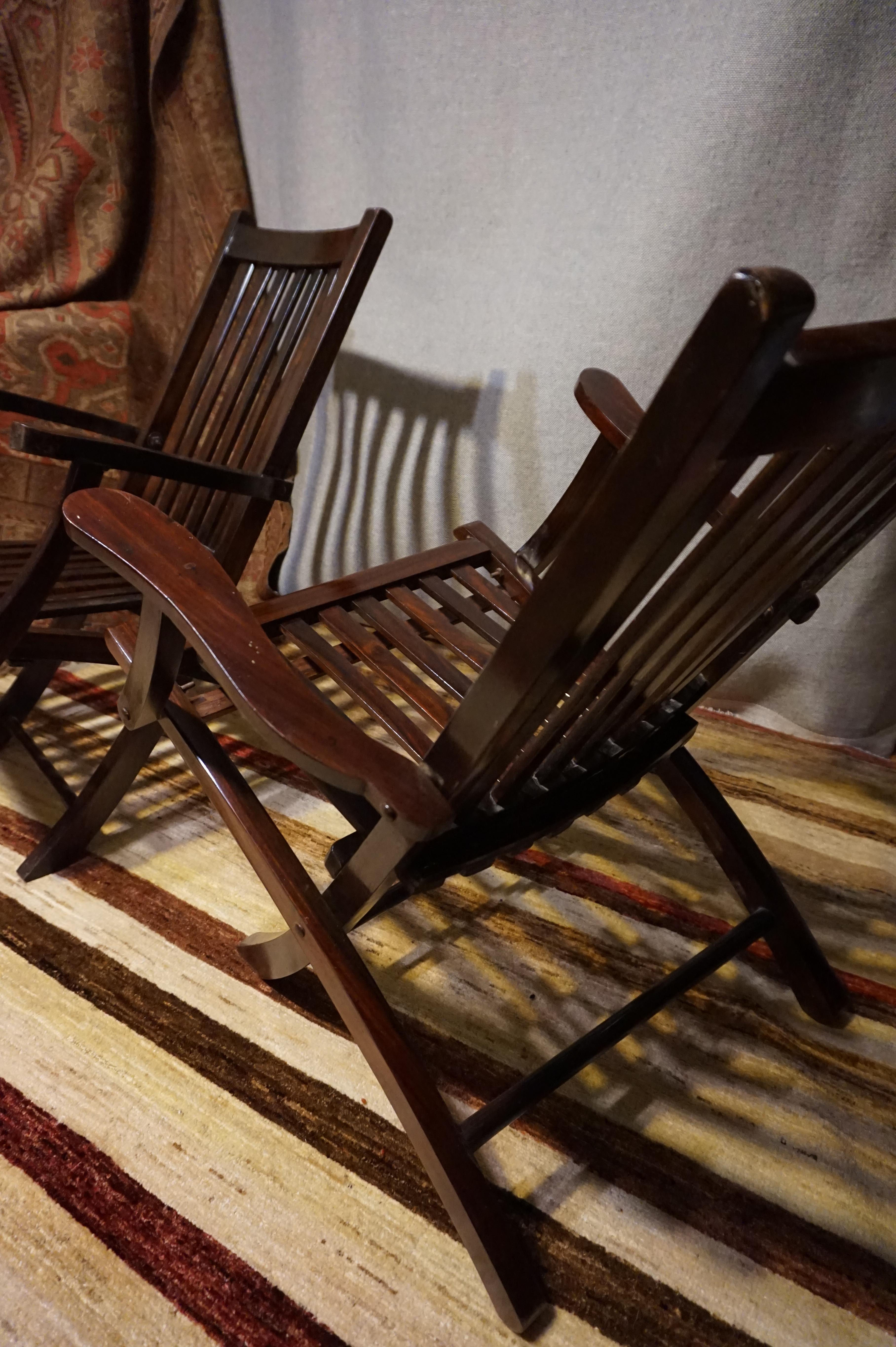 British Campaign Solid Teak & Rosewood Folding Chairs 4