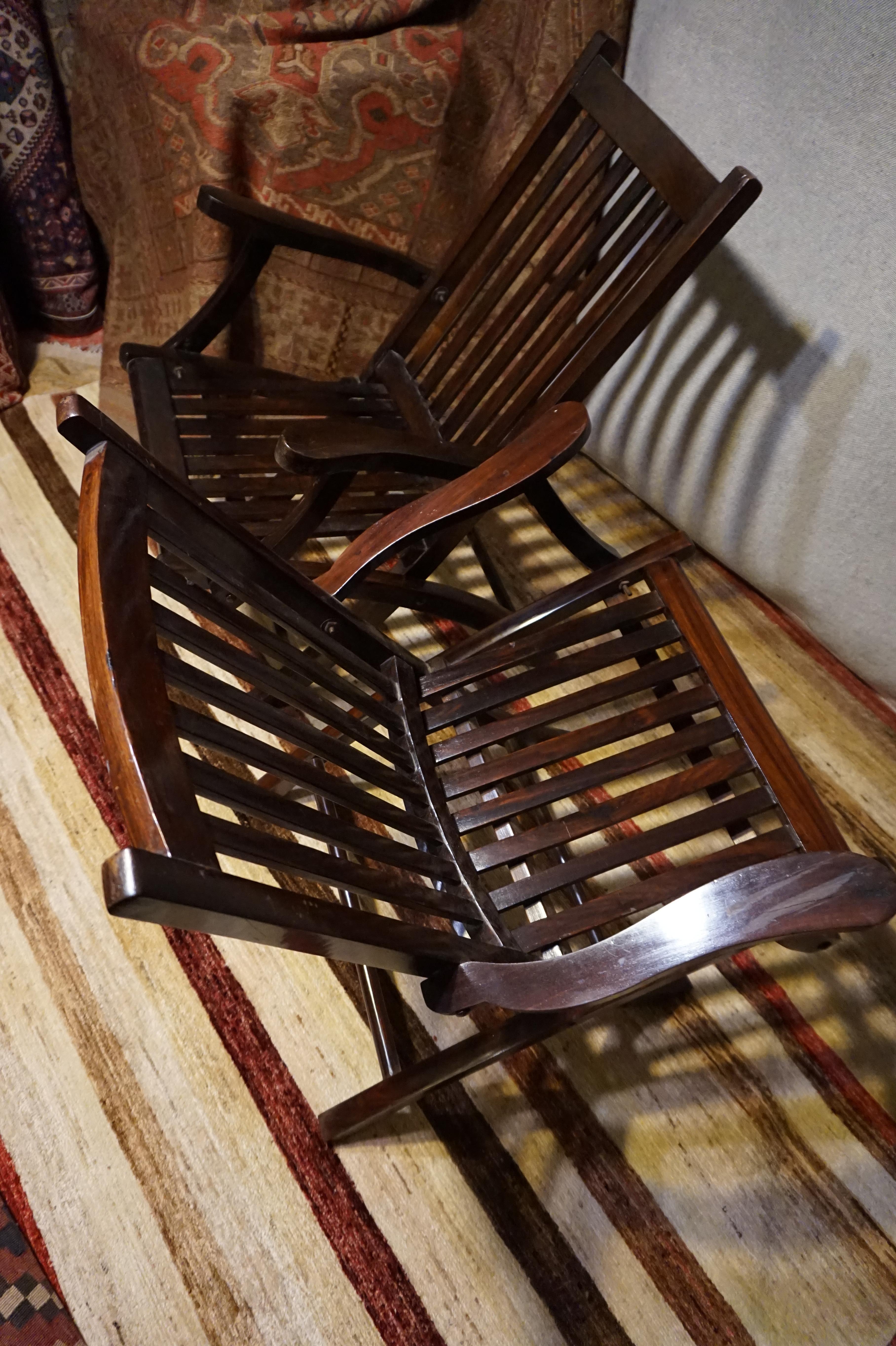 British Campaign Solid Teak & Rosewood Folding Chairs 7