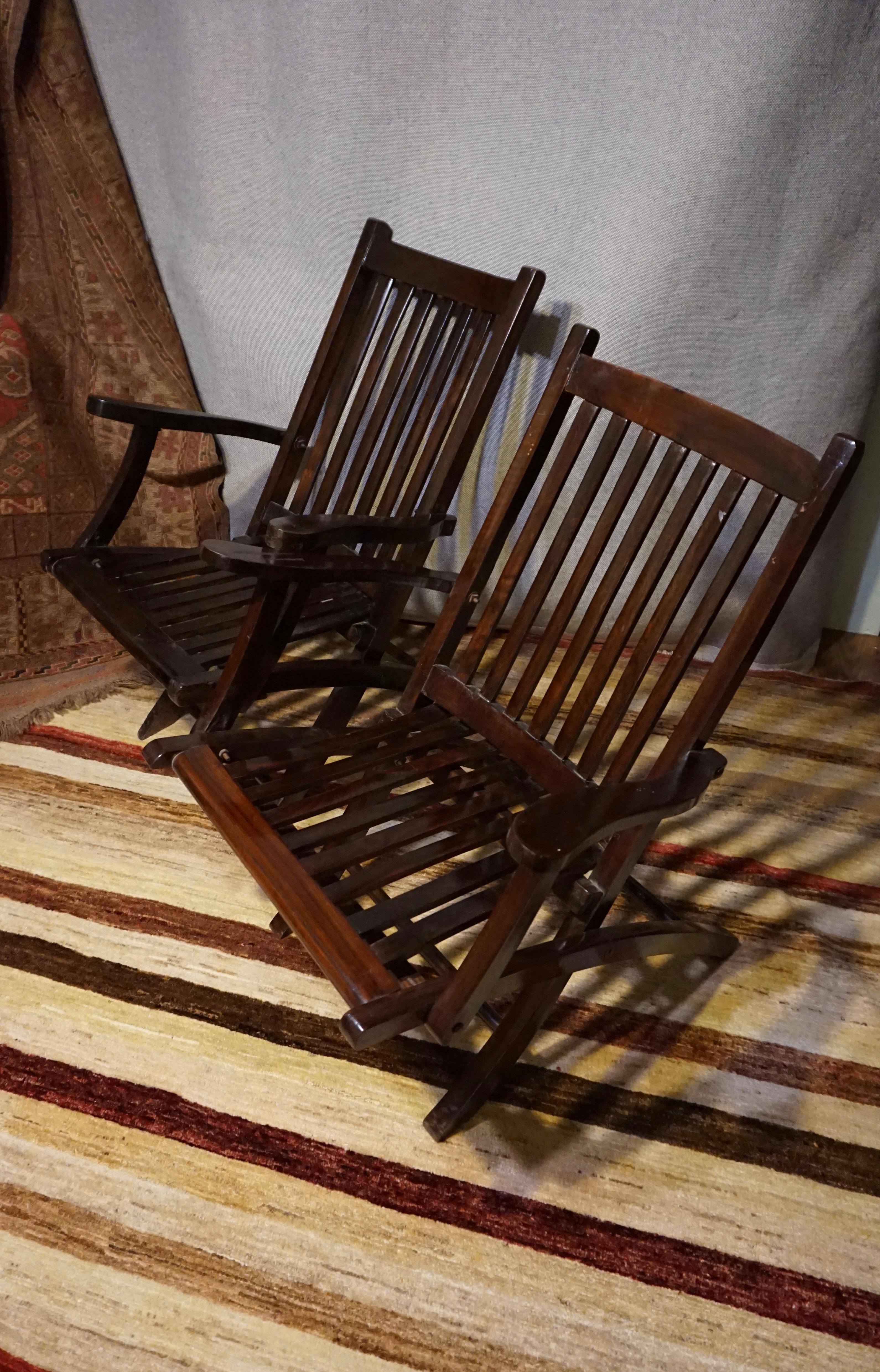 British Campaign Solid Teak & Rosewood Folding Chairs 8