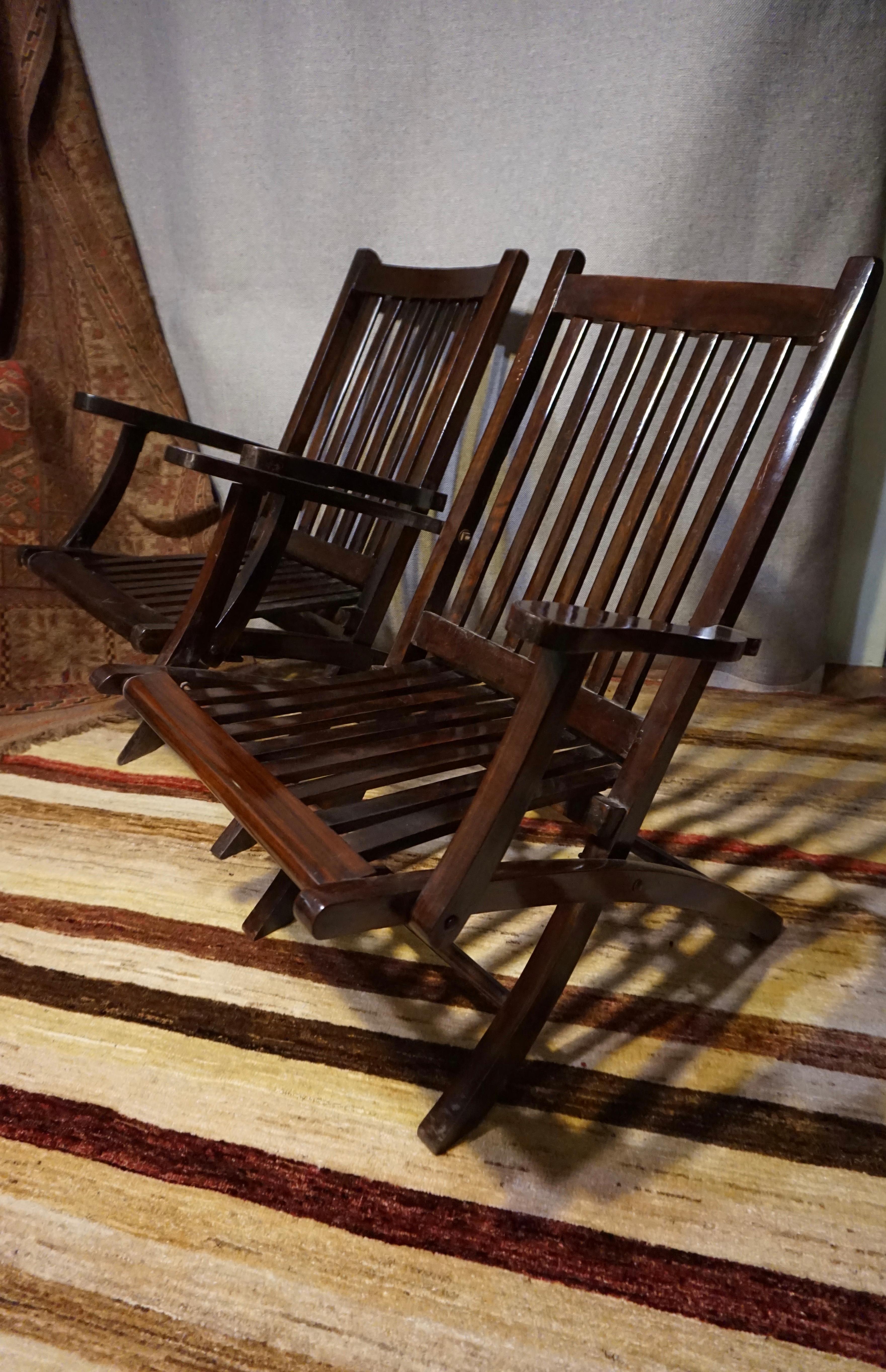 British Campaign Solid Teak & Rosewood Folding Chairs 9