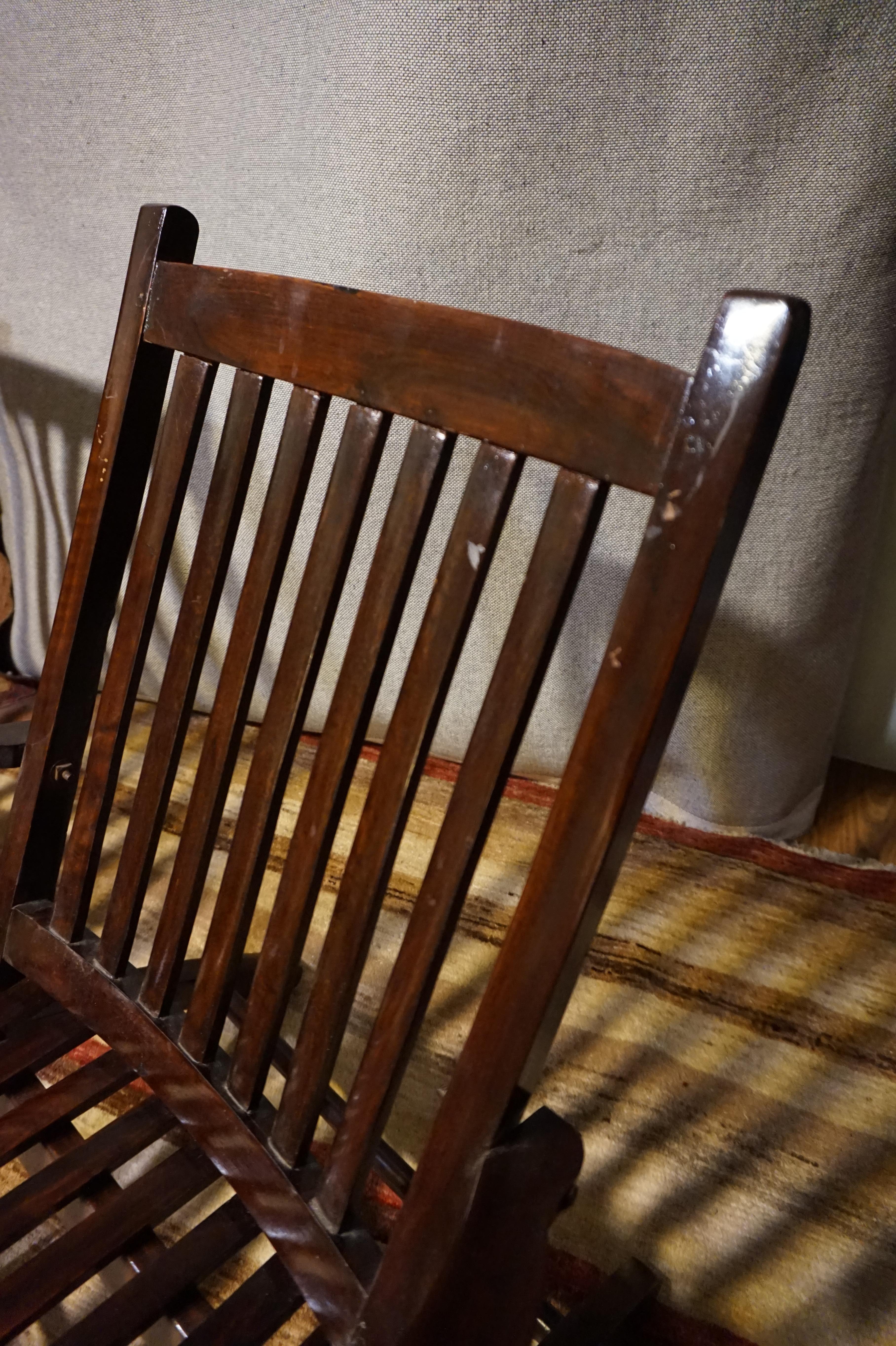 British Colonial British Campaign Solid Teak & Rosewood Folding Chairs