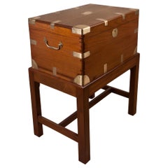 British Campaign Teak Box or Chest on Custom Stand