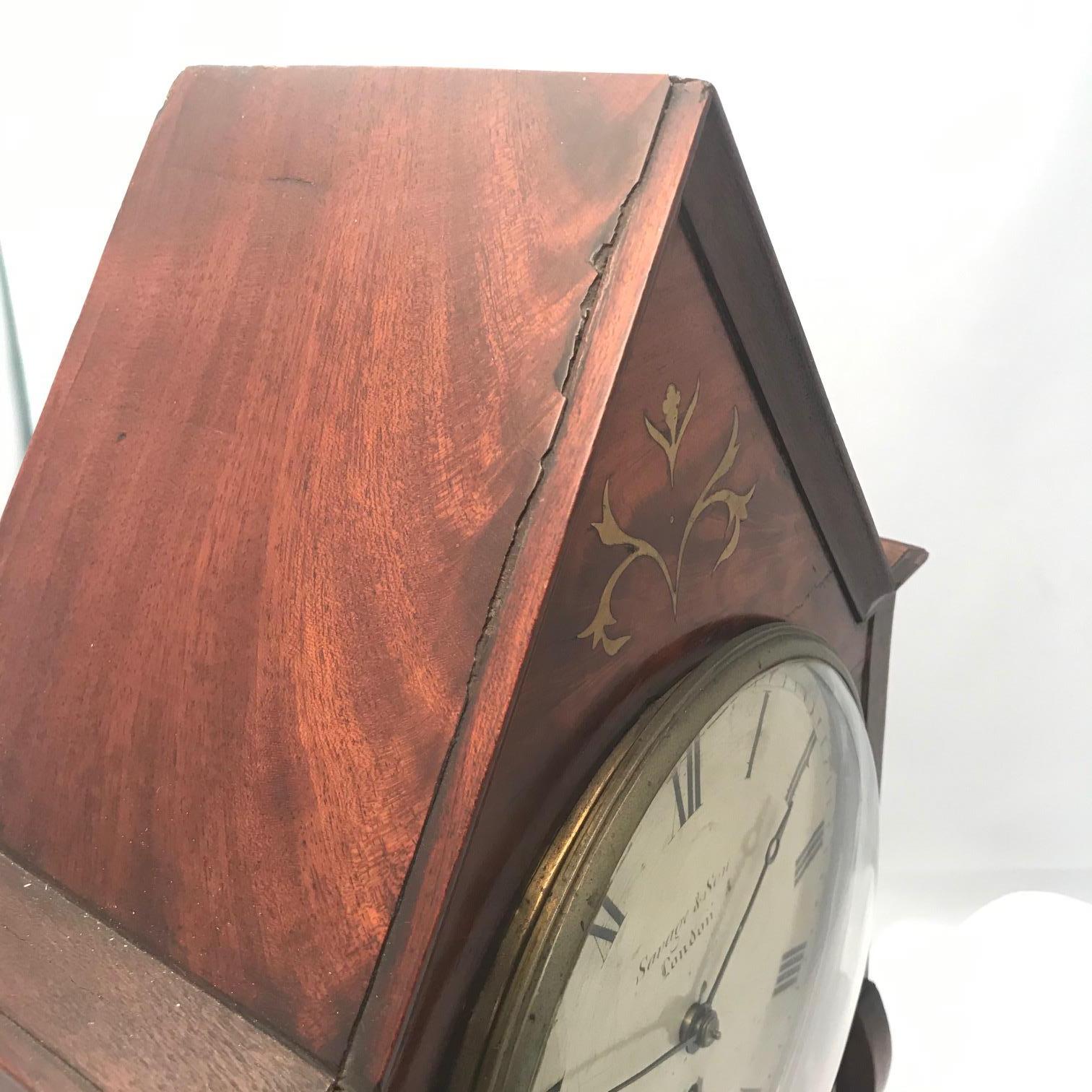 British/Canadian Eight Day Mantel Timepiece in Mahogany and Cut-Brass Case 6