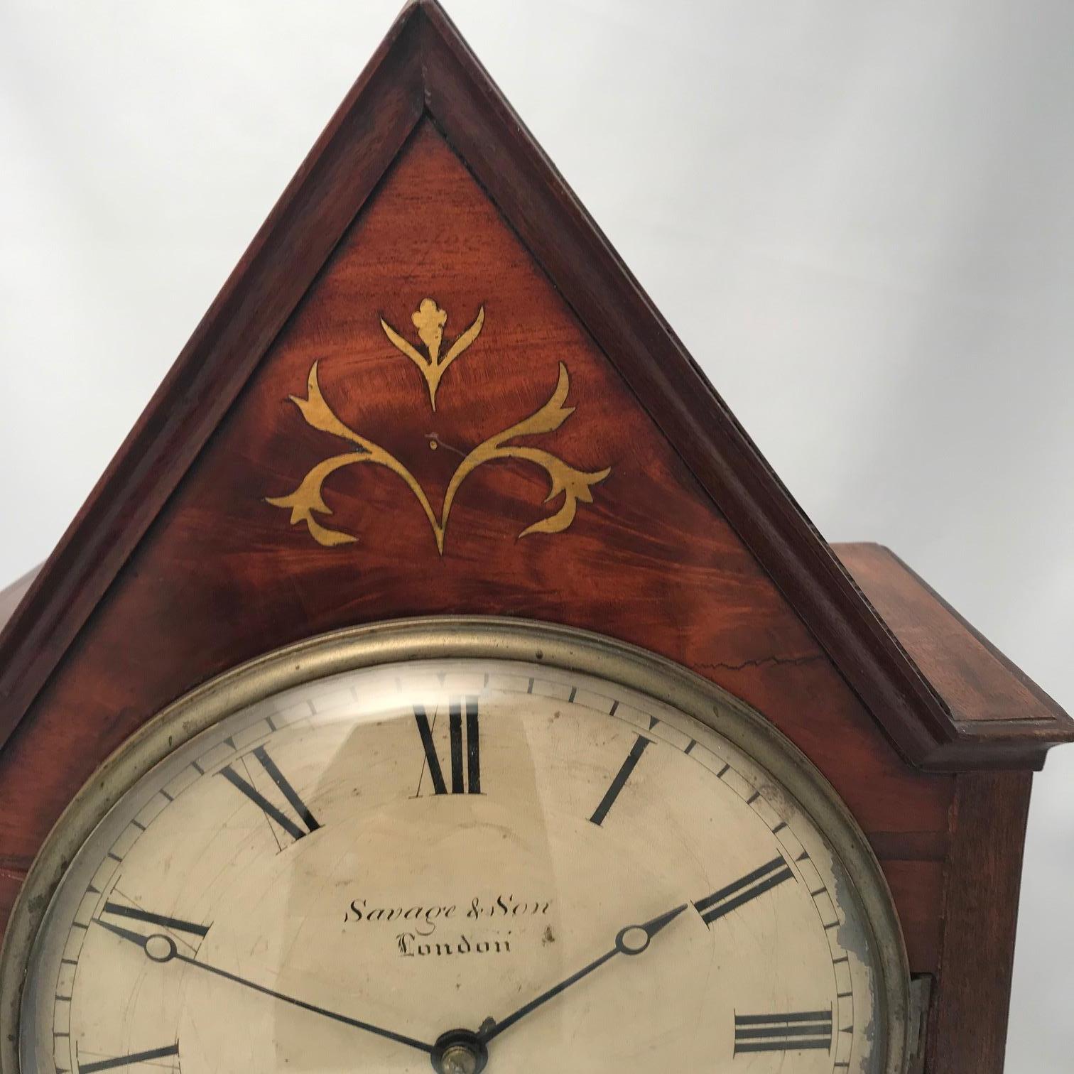 Hand-Crafted British/Canadian Eight Day Mantel Timepiece in Mahogany and Cut-Brass Case