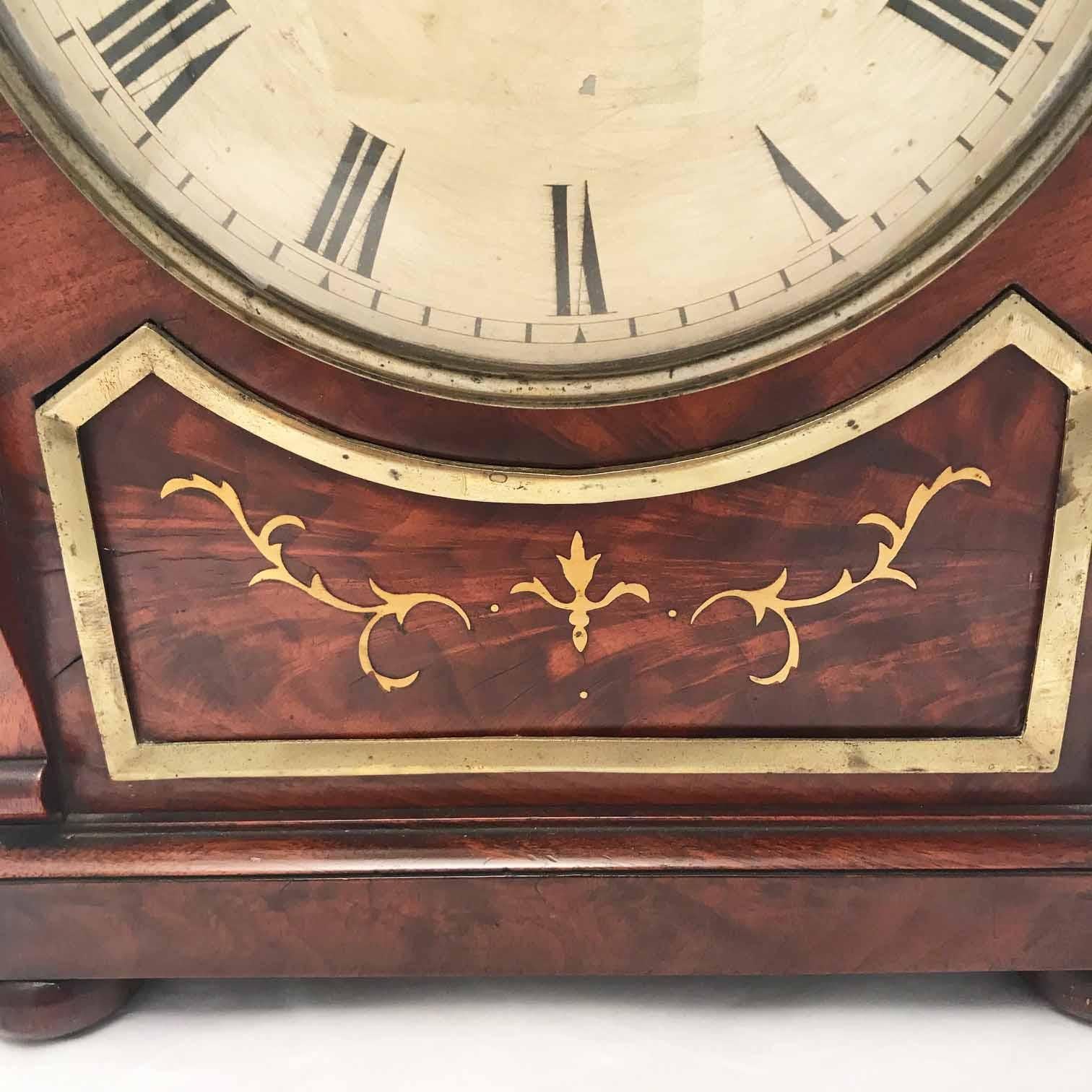 Mid-19th Century British/Canadian Eight Day Mantel Timepiece in Mahogany and Cut-Brass Case