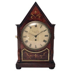 British/Canadian Eight Day Mantel Timepiece in Mahogany and Cut-Brass Case