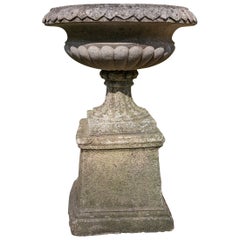 British Cast Stone Planter / Jardiniere on Plinth
