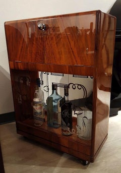 British Chairside Mobile Cocktail Cabinet Painted Mirrors