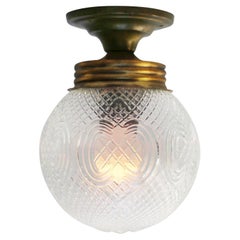 Lámparas de Techo Británicas de Cristal Claro Reeded Flush Mount