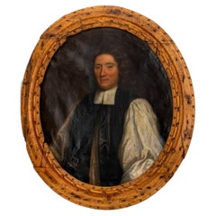 British Clergyman Portrait Oil on Canvas, 18th C.