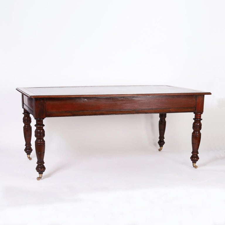 British Colonia Style Leather Top Desk or Writing Table at 1stDibs