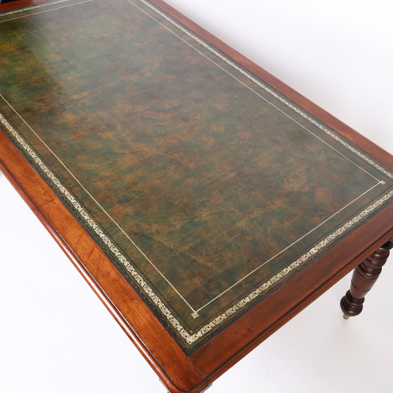 19th Century British Colonia Style Leather Top Desk or Writing Table