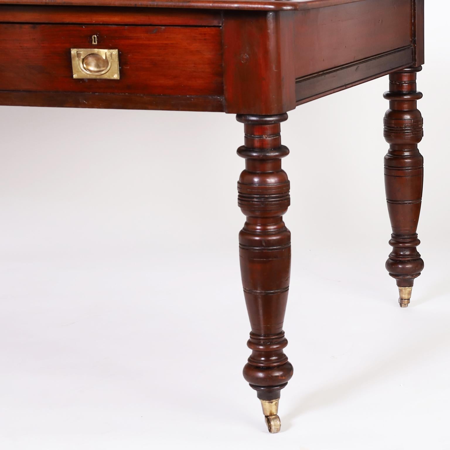 British Colonia Style Leather Top Desk or Writing Table 3