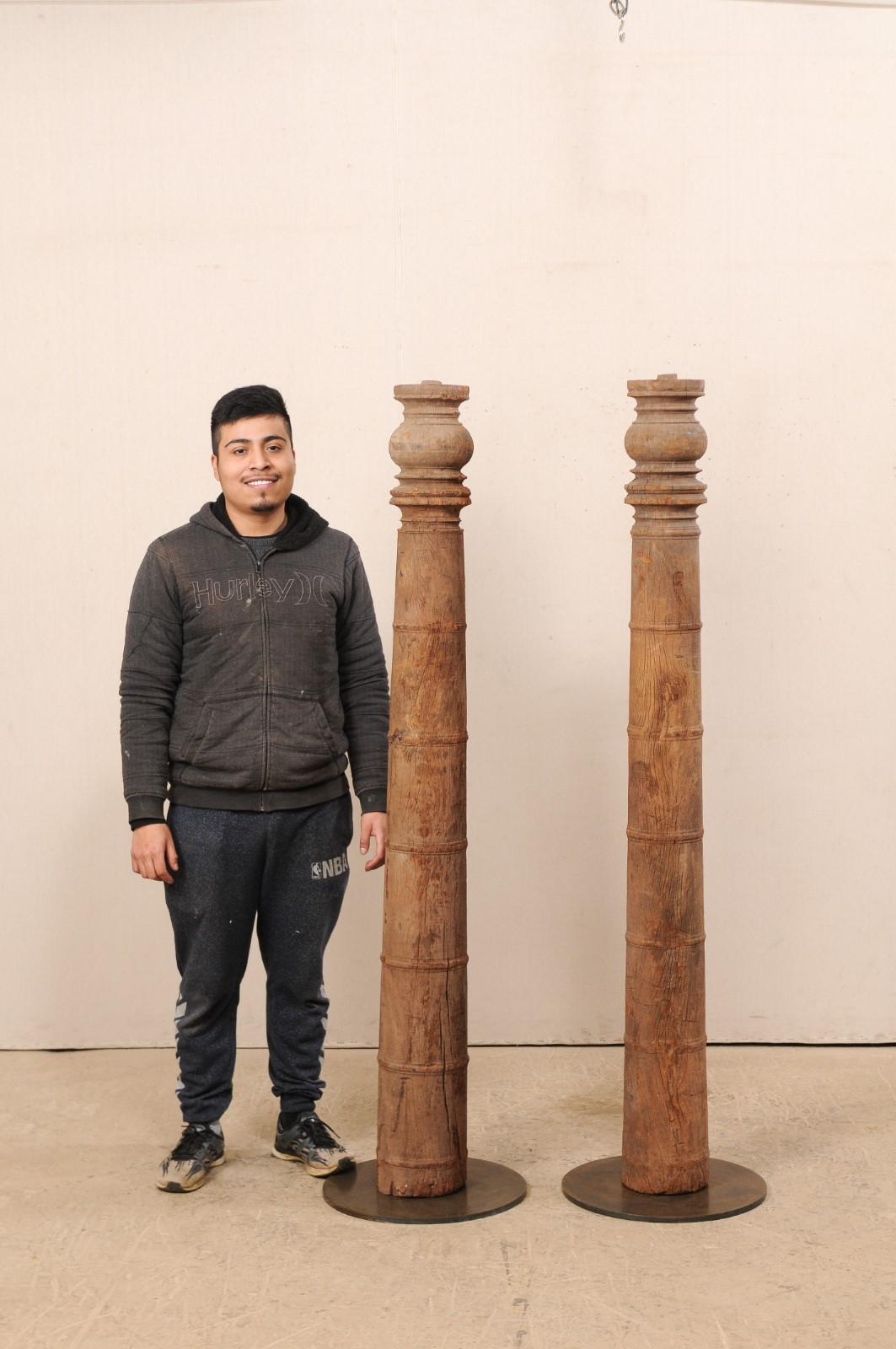 British Colonial 19th Century Carved Wood Columns 4