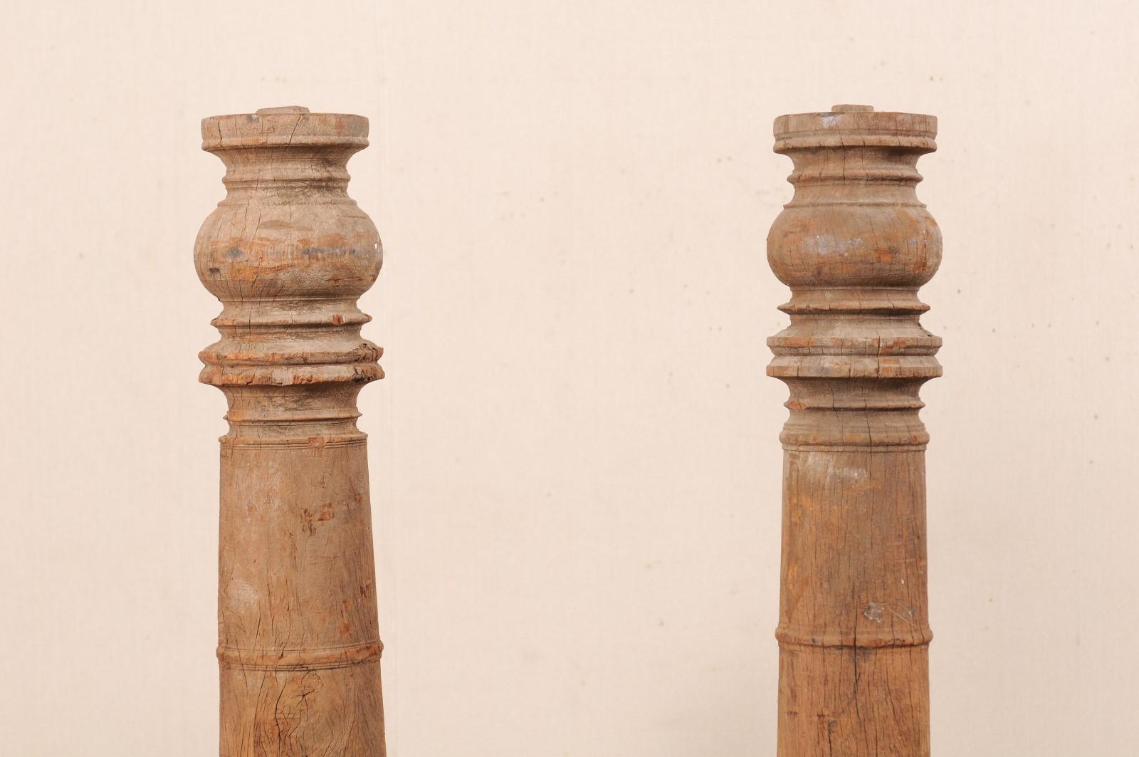 British Colonial 19th Century Carved Wood Columns In Good Condition In Atlanta, GA