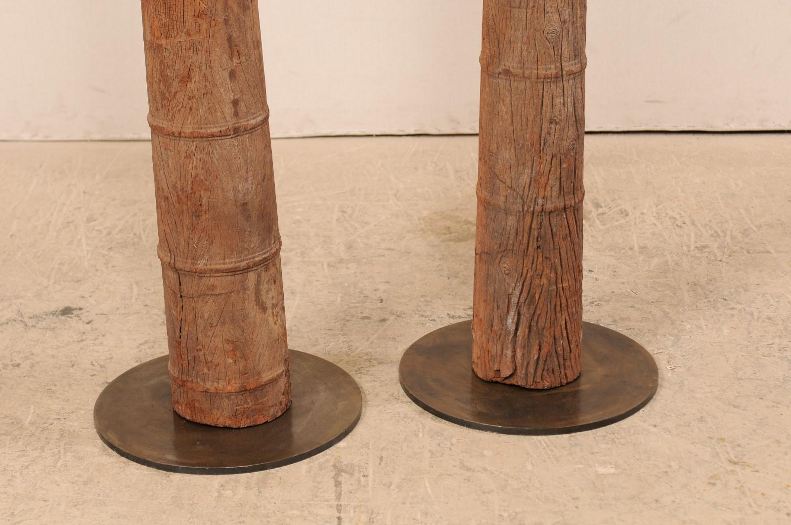 Iron British Colonial 19th Century Carved Wood Columns
