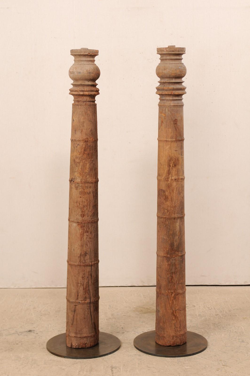 British Colonial 19th Century Carved Wood Columns 1