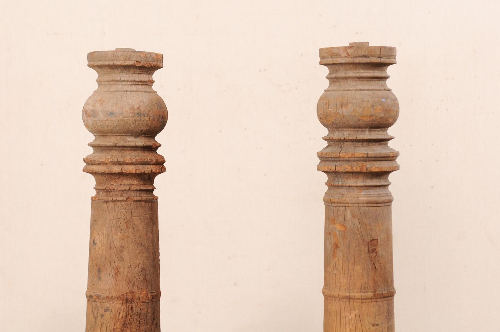 British Colonial 19th Century Carved Wood Columns 2