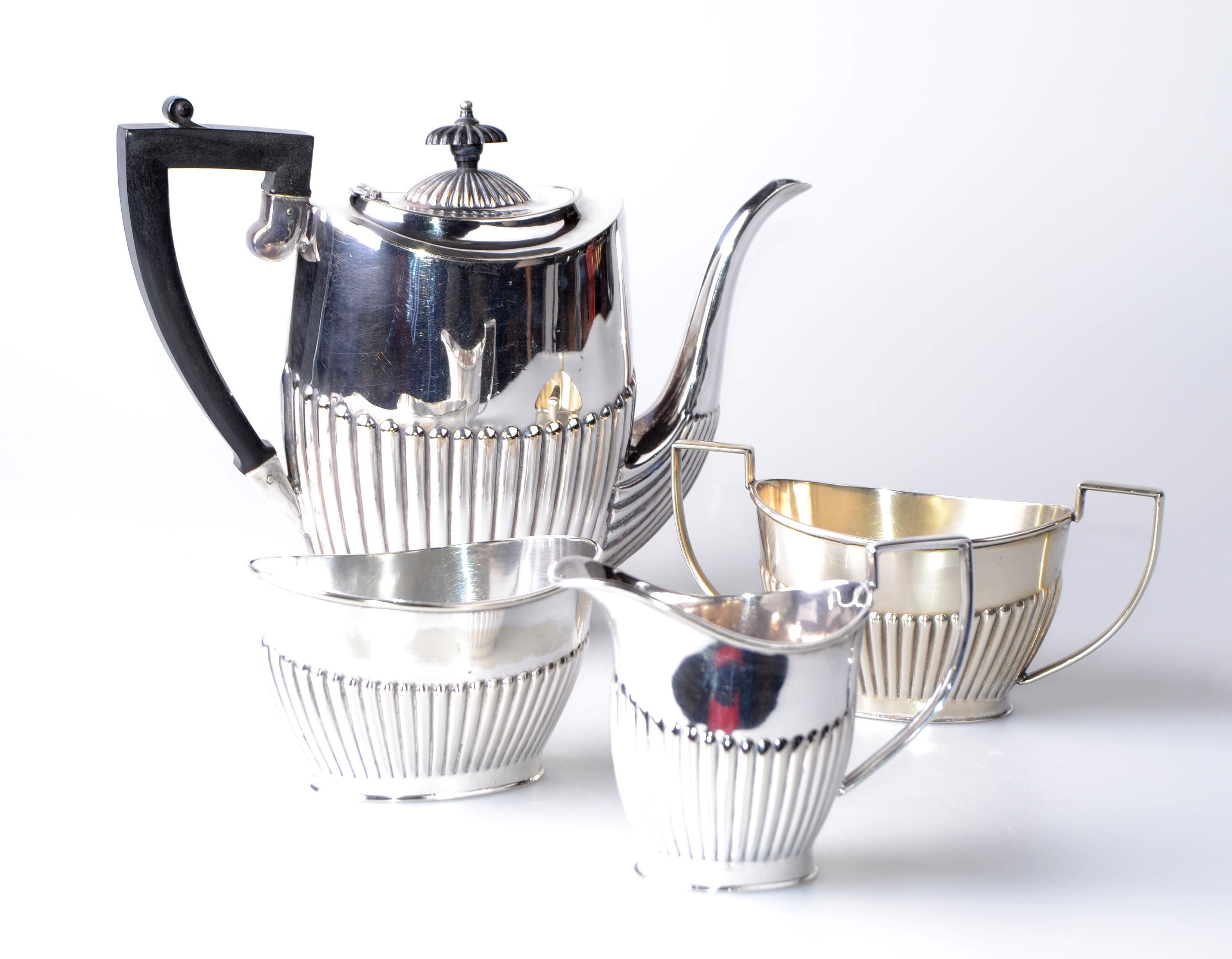 British Colonial Antique 1910 Cheltenham Silver Coffee Service Sheffield England For Sale 2